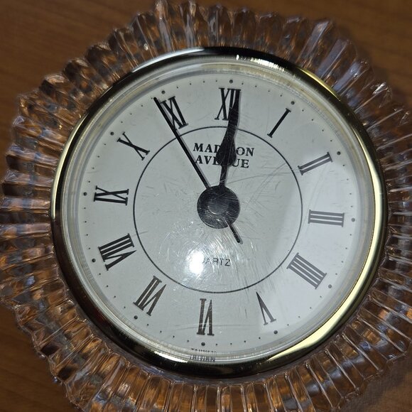 vintage Madison Avenue Crystal Sunburst Desk Clock lead crystal. - Picture 2 of 10